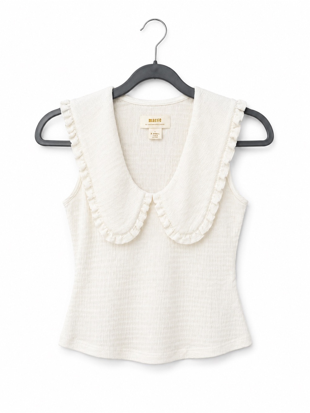 Maeve Blouse Top Shirt Cottagecore Pilgrim Collar White Sleeveless Anthro